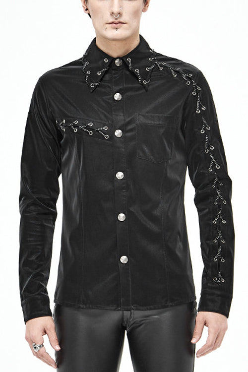 Black Rock Drawstring Mens Punk Blouse