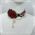 Elegant Lolita Necklace Rose Gemstones and Pearl Necklace