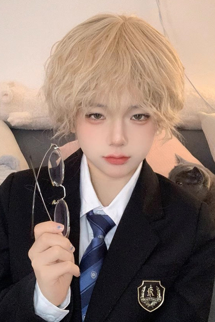 Sand Gold Natural Tin Foil Perm Short Hair Ouji Wig