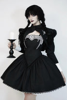 Black [Demon’s Eye] Sleeveless Ruffled Bow Gothic Lolita Dress Short Version