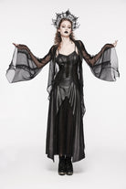 Black Off Shoulder Lace Lace-Up Slim Irregular Women's Gothic Jsk Wedding Dress
