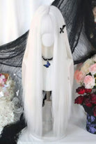 Moonlight White Full Bangs Sweet Lolita Long Straight Wig