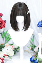 Black Tea Brown Straight Short Wig Sweet Daily Lolita JK Style