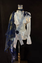 White/Blue [Royal Knight] Stand Collar Long Sleeves Gothic Vintage Cool Lolita Set