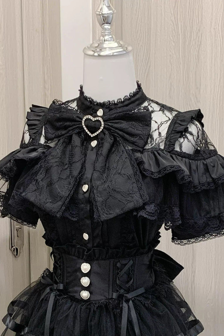 Sweet Ruffle Bowknot Lace Jirai Kei Japanese Blouse 2 Colors