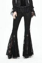 Black Cross Knit Lace Bell Gothic Womens Pants