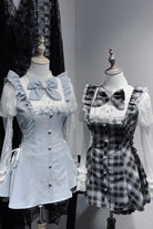 [Feather Ode] Jirai Kei Stand Collar Long Sleeves Ruffled Bow Lace Sweet Japanese Dress Shorts Set 2 Colors