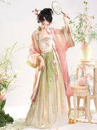 Fairy hanfu dress Song style short sleeve beizi with soft pastel spring tones