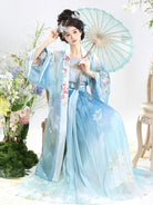 Fairy hanfu dress Song style short sleeve beizi with soft pastel spring tones