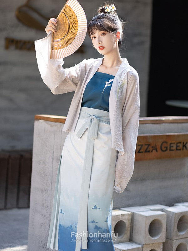 Fashion Hanfu Blue Modern Hanfu Dress Female