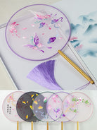 Chinese Round Fan Embroidery Hand Circular Fan Translucent Silk Round Fan