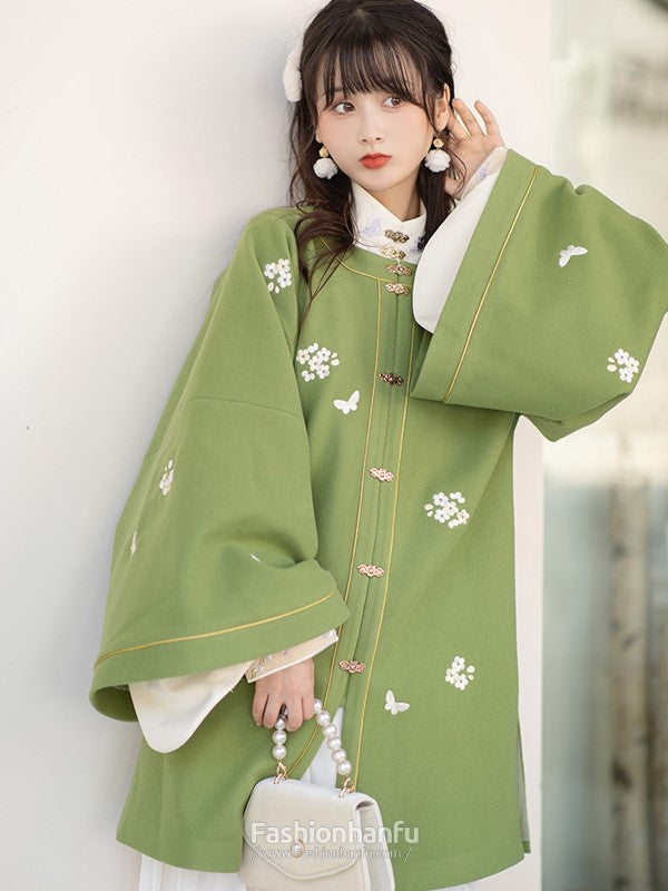 Fashion Hanfu Green Modern Hanfu Dress Autumn Winter