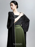 Fashion Hanfu Chinese Modern Hanfu Dress Black Shirt Green Skirt