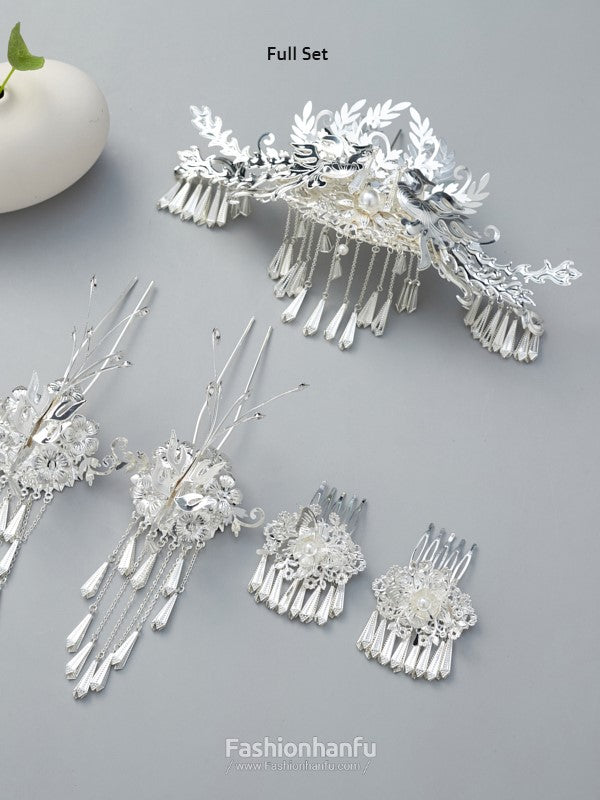 Fashion Hanfu Chinese Silver Hair Accessories Empress Princess Hairpins Wedding Party