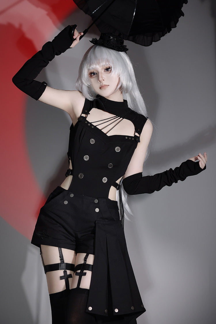 Black [Masquerade Phantom Thief] Cut-Out Gothic Ouji Lolita Shorts Set