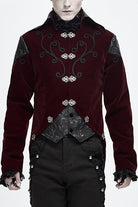 Red Vintage Embroidered Fake Two Pieces Gothic Mens Coat