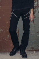 Black Punk Rock Zipper With Chains Mens Pants