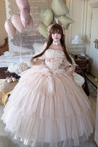 Pink [Mousse Love Song] Sleeveless Multi-Layered Ruffled Hanayome Bow Sweet Lolita Dress