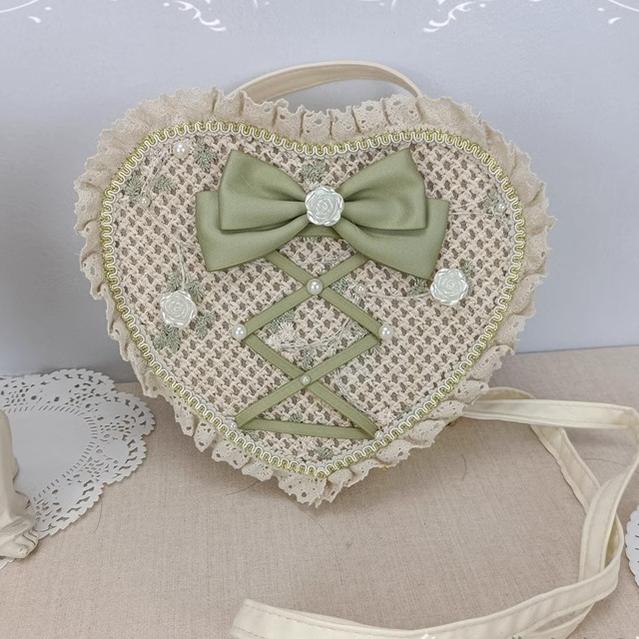 Sweet Lolita Handbag Handmade Woven Heart Shape Crossbody Bag