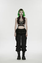 Pleated Women's Punk Ruffled Hem Big Pockets Cargo  Pants cool