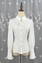 [Enchanted Dreamland] Lapel Collar Long Sleeves Ruffled Lace Slim Classic Elegant Lolita Blouse 6 Colors