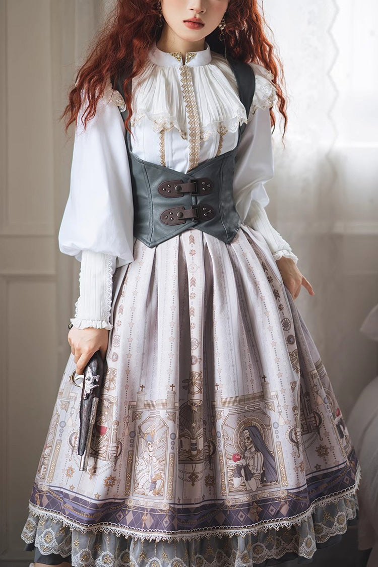 Demon Hunting Notes Print Ruffle Sweet Elegant Lolita Skirt 2 Colors