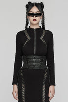 Black Lace-Up Buckle Women's Punk Underbust Corset