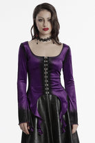 Violet Long Sleeves Gradient Irregular Women's Gothic Blouse