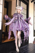 Purple Stand Collar Embroidered Pearl-Decorated Gothic Lolita Jsk Dress Set