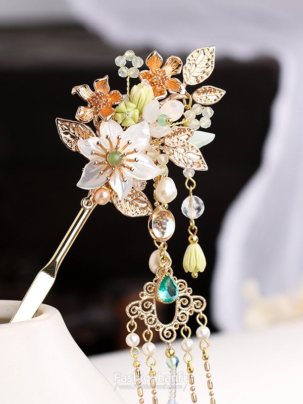 Fashion Hanfu Handmade Flower Hair Pins Hanfu Cheongsam Classical Hairpins