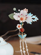Fashion Hanfu Handmade Chinese Style Flower Hairpin Step Shake Tassel Peony Hairpin