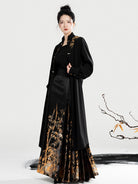 Golden Bamboo Brocade Mamian Skirt Set Ming-Style Outfit