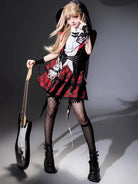 Dark punk goth dress dresses with rock bunny top and flared skirt for alternative lolita fashion