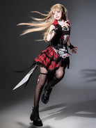 Dark punk goth dress dresses with rock bunny top and flared skirt for alternative lolita fashion