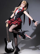 Dark punk goth dress dresses with rock bunny top and flared skirt for alternative lolita fashion