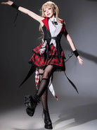 Dark punk goth dress dresses with rock bunny top and flared skirt for alternative lolita fashion