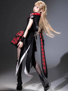 Dark punk goth dress dresses with rock bunny top and flared skirt for alternative lolita fashion