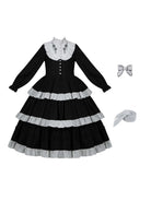 Goth Lolita triple-layer embroidered OP dress in dark autumn style, perfect for elegant daily wear and cosplay