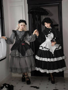 Goth Lolita triple-layer embroidered OP dress in dark autumn style, perfect for elegant daily wear and cosplay