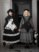 Goth Lolita triple-layer embroidered OP dress in dark autumn style, perfect for elegant daily wear and cosplay
