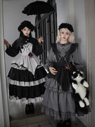 Goth Lolita triple-layer embroidered OP dress in dark autumn style, perfect for elegant daily wear and cosplay