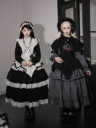 Goth Lolita triple-layer embroidered OP dress in dark autumn style, perfect for elegant daily wear and cosplay