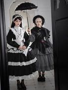 Goth Lolita triple-layer embroidered OP dress in dark autumn style, perfect for elegant daily wear and cosplay