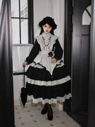 Goth Lolita triple-layer embroidered OP dress in dark autumn style, perfect for elegant daily wear and cosplay