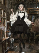 Elegant gothic lolita fashion witch OP dress set with dark magical details for a charming doll-like look