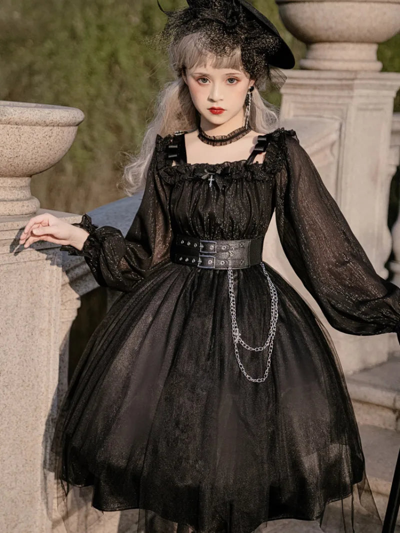 Gothic Lolita style dark original dress with unique killer girl design and elegant mysterious charm