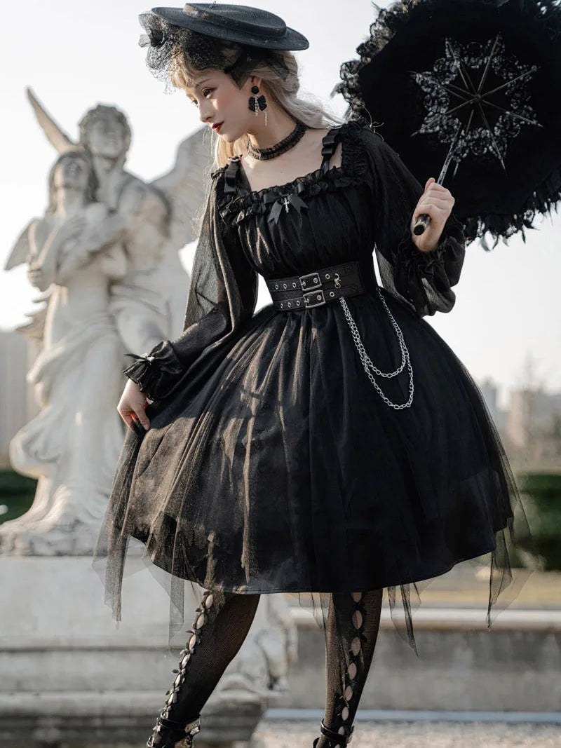 Gothic Lolita style dark original dress with unique killer girl design and elegant mysterious charm