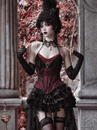 Elegant Gothiclolita velvet corset dress with noble style, perfect for Christmas and winter events