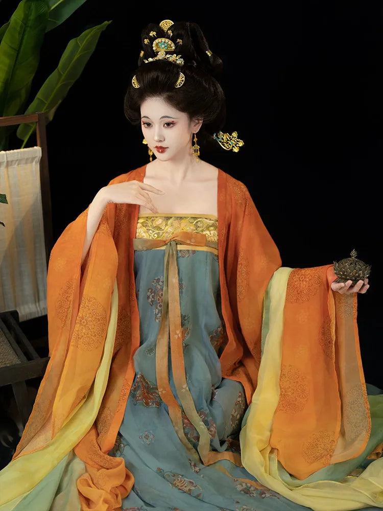 Gradient Tang Style Hanfu Dress Chinese Traditional Costume