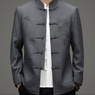 Gray Tang Jacket With Dragon Cloud Embroidery